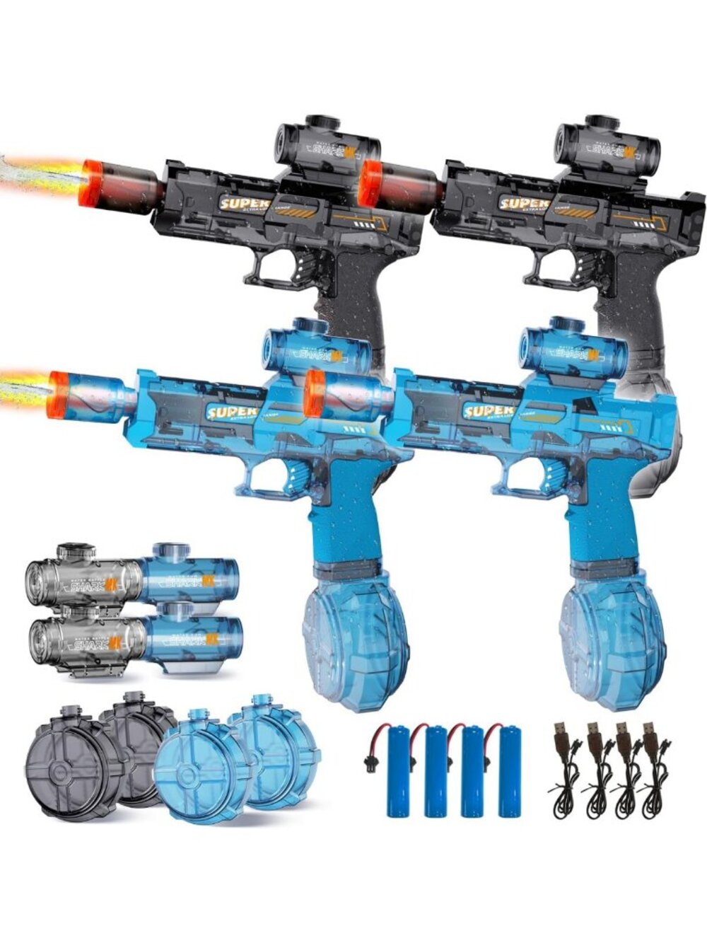 4Pcs Electric Water Guns Set for Kids & Adults - Fun Summer Squirt Toys